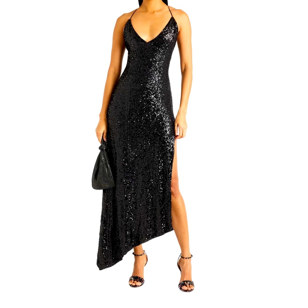 Retrofete Violet asymmetric sequined tulle dress Brand New!